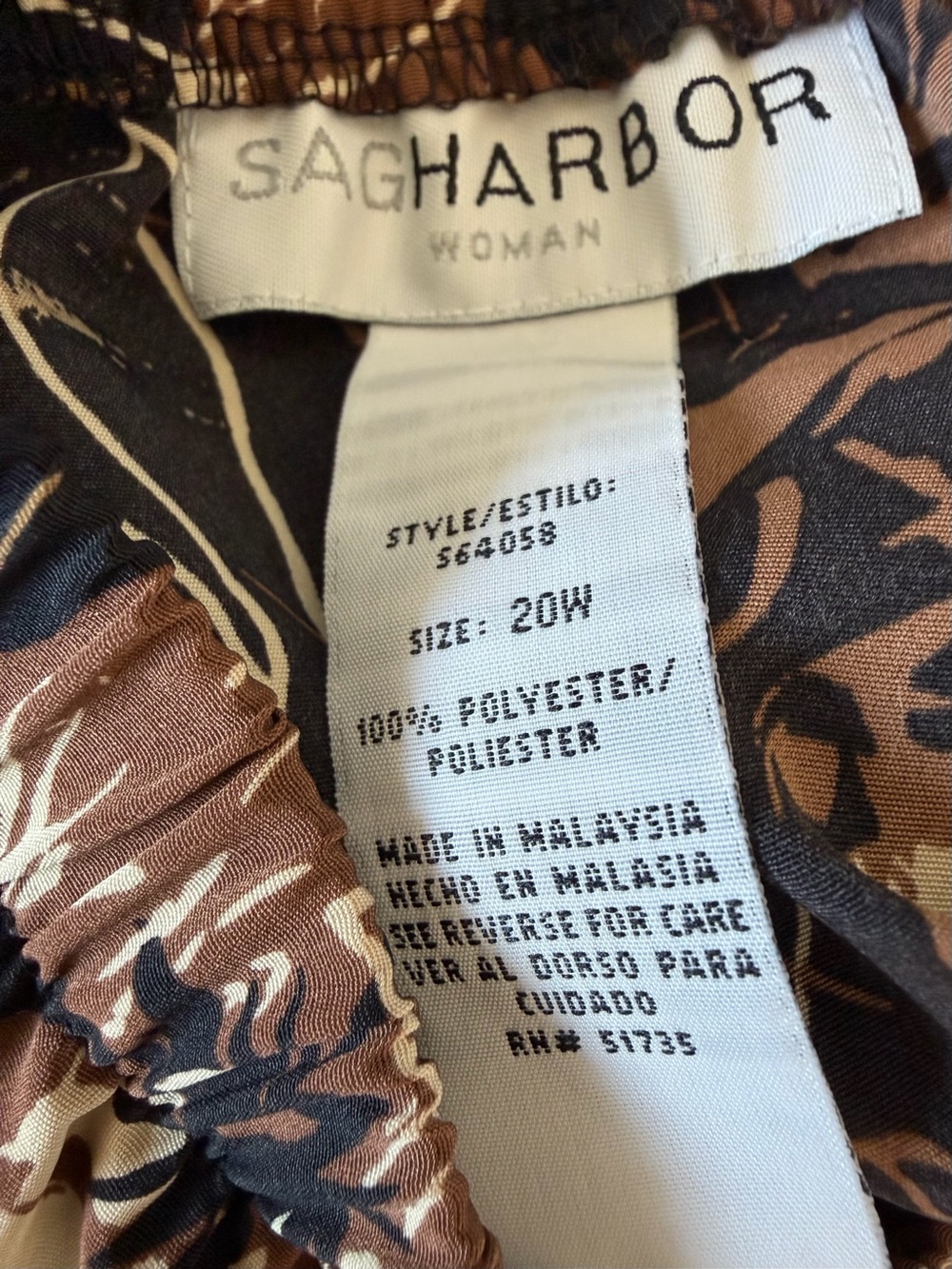 Sag Harbor Woman 20W Brown Floral Tiered Midi Skirt Elastic Waist Cottagecore - Picture 4 of 6